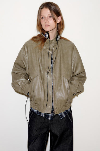 Mixed Texture Leather Jacket