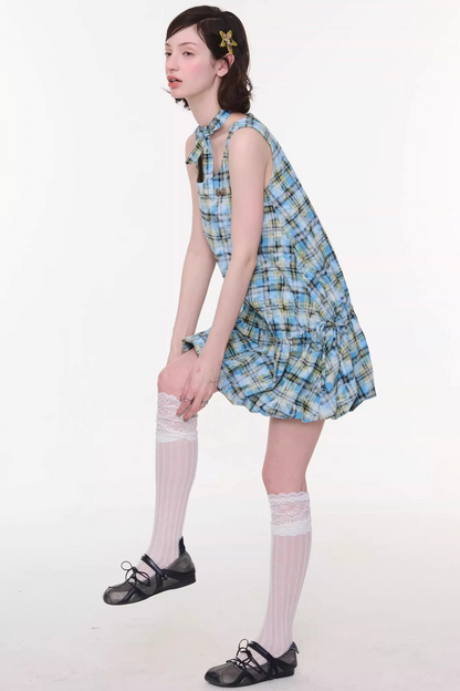 Lime Green Checkered Dress