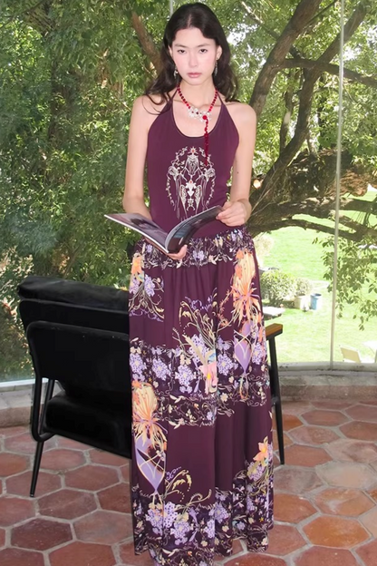 Violet Embroidered Suspender Dress