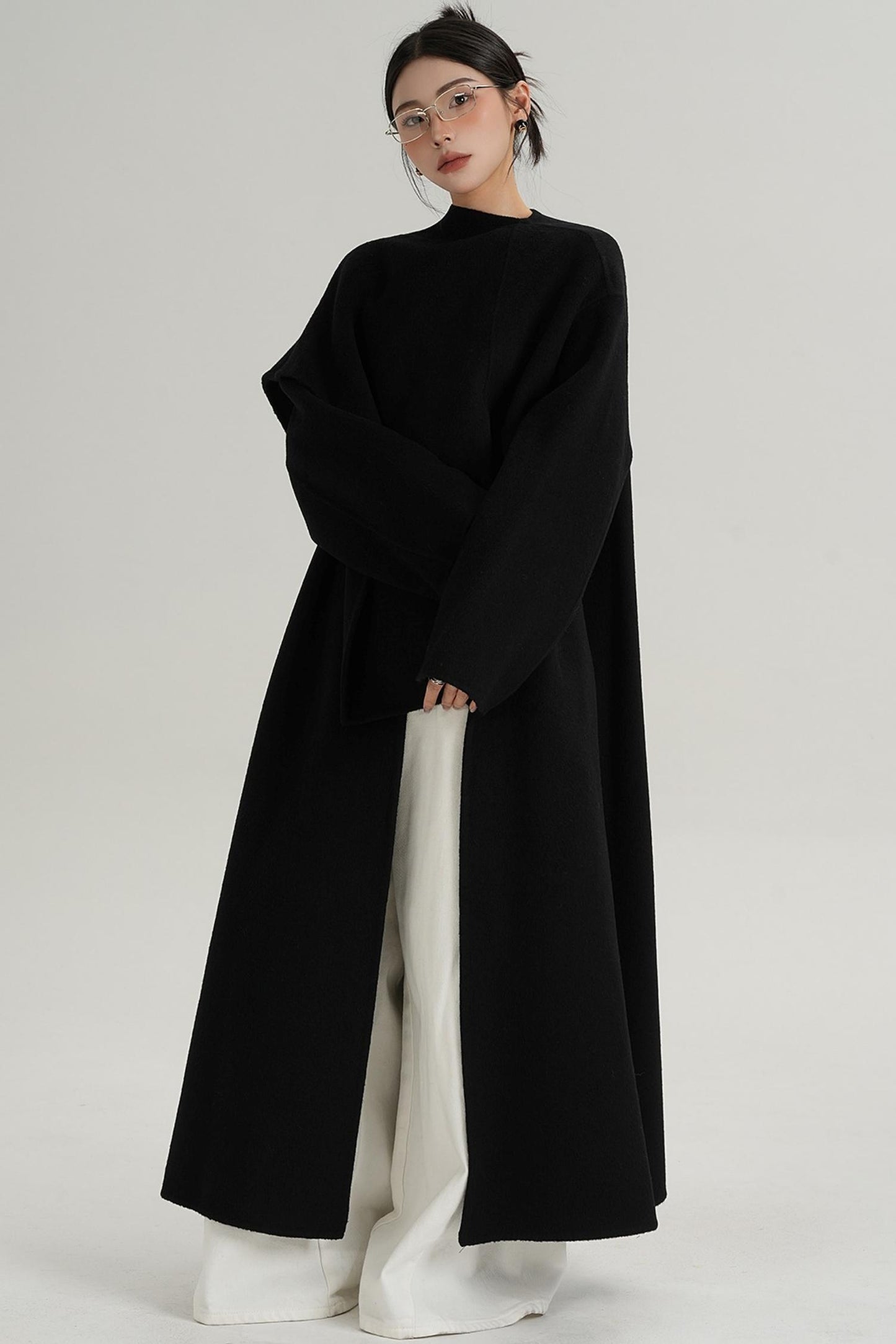 High-End Shawl Collar Wool Long Coat