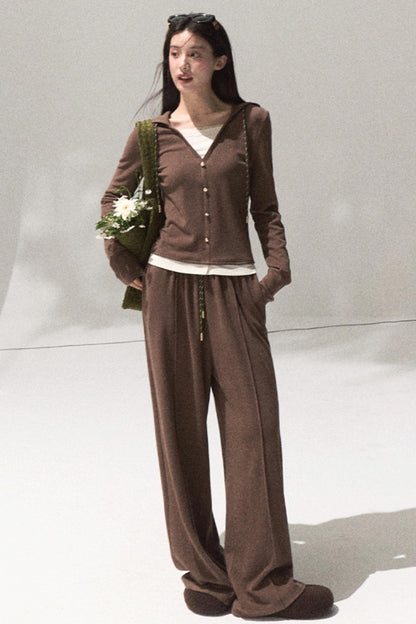 Tears Knit Top & Wide-Leg Pants Set-Up