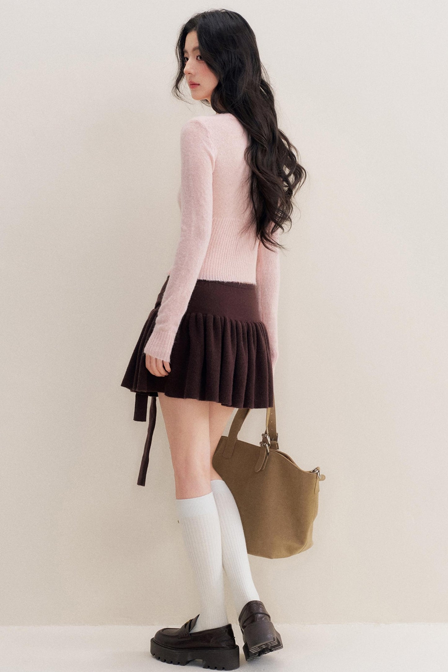 Chocolate Wool A-Line Skirt