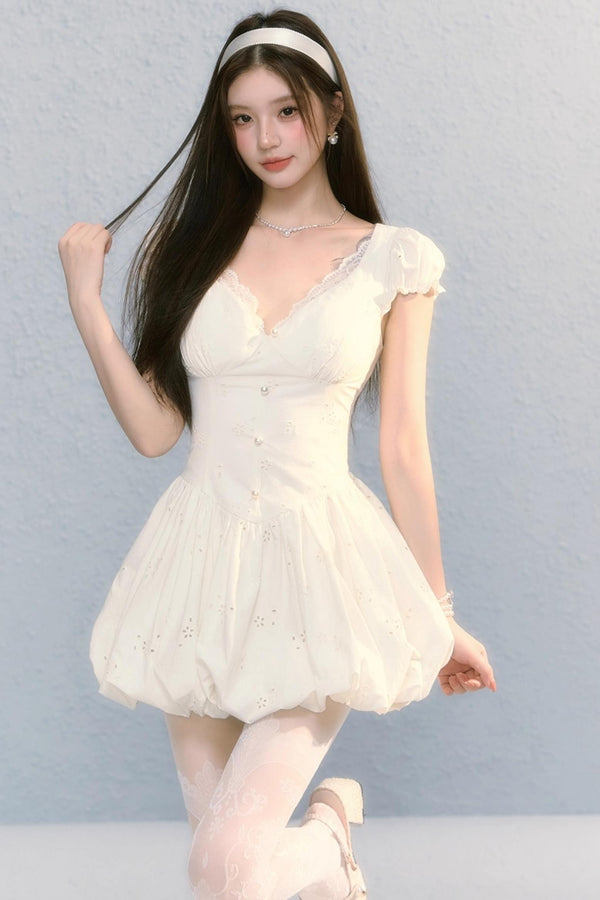 First Love Pure Waist Little White Summer Dress