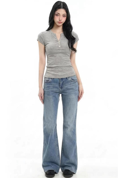 Solid Henley Knit Top