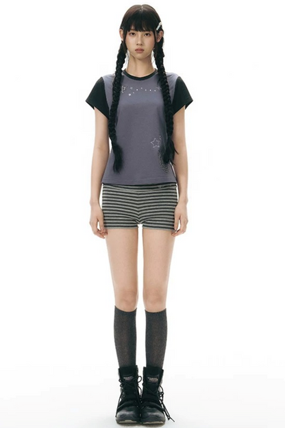 Maglia color block con applicazione lumaca