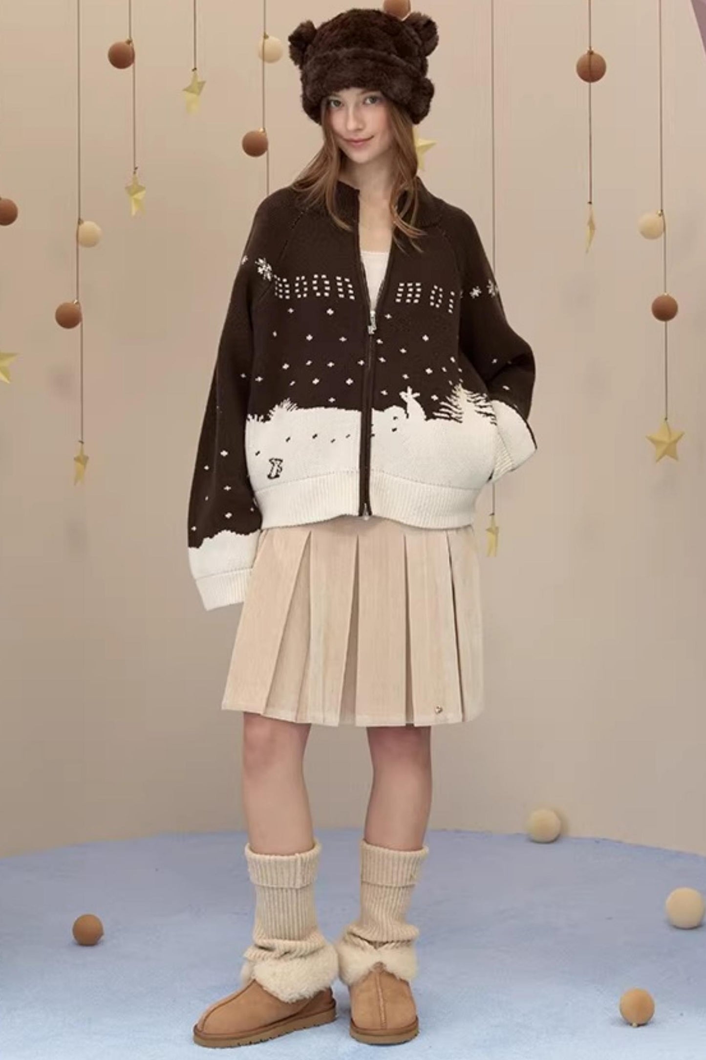 Reversible Suede Pleated Skirt