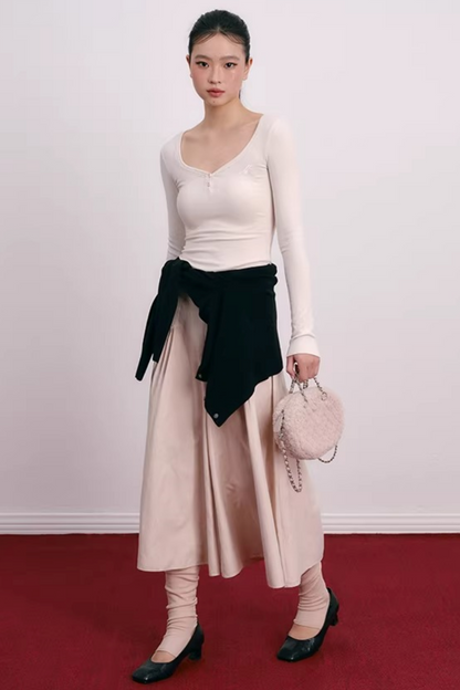 Vintage Pleated Skirt Pants