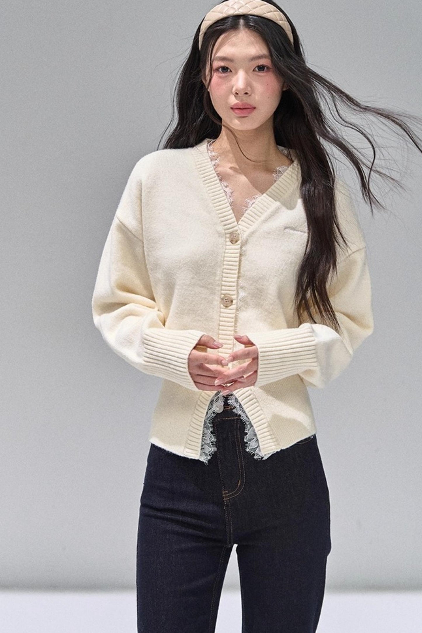 Lace Patchwork Knitted Sweater