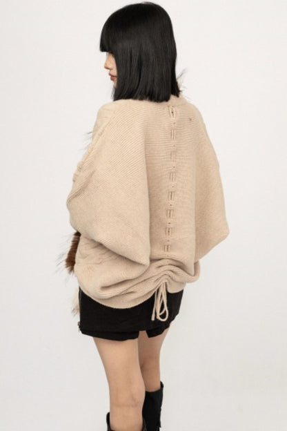 Fur Collar Knitted Cardigan
