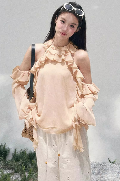 Ruffled Edge Off-Shoulder Top