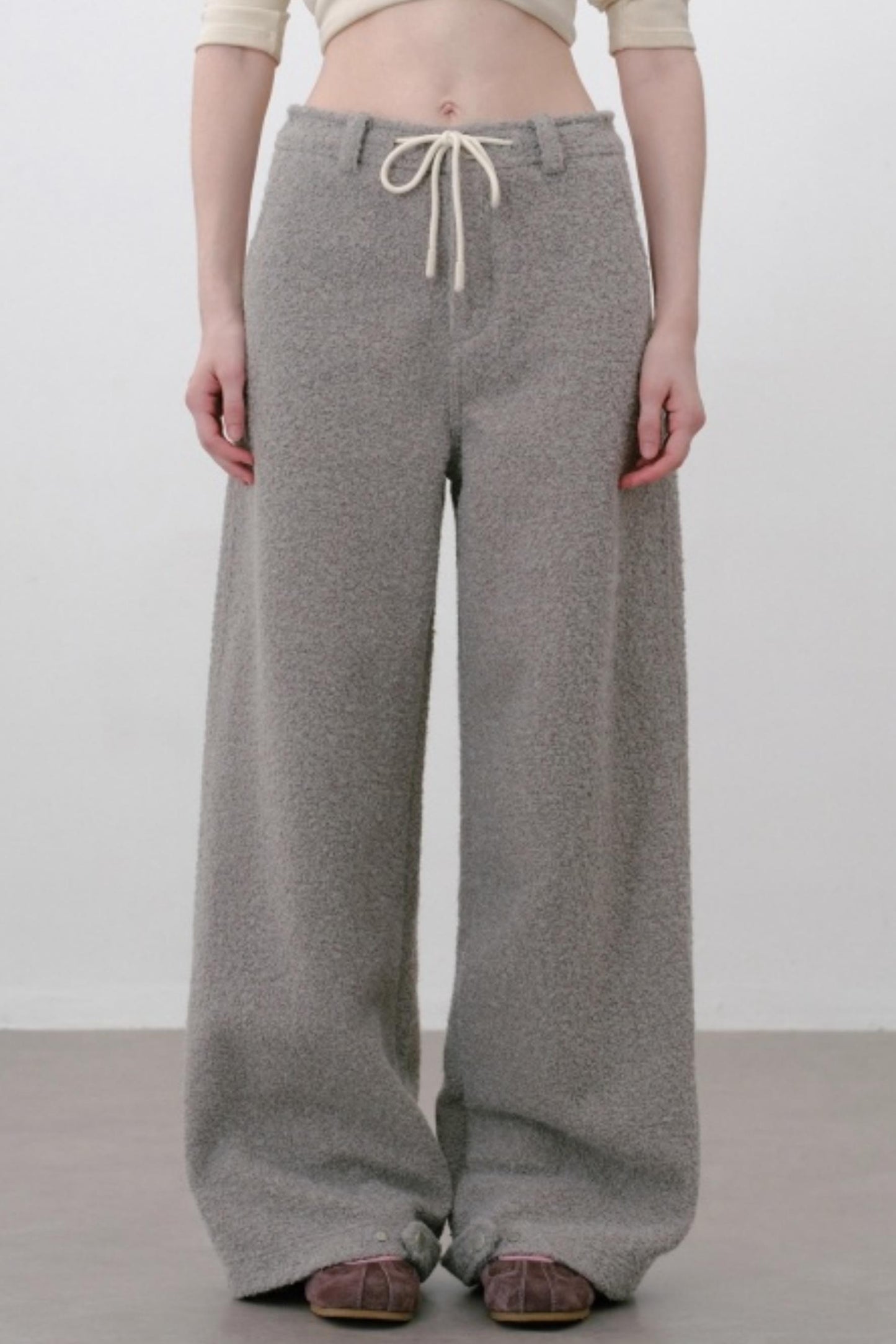 Thick Lambswool Straight-Leg Pants