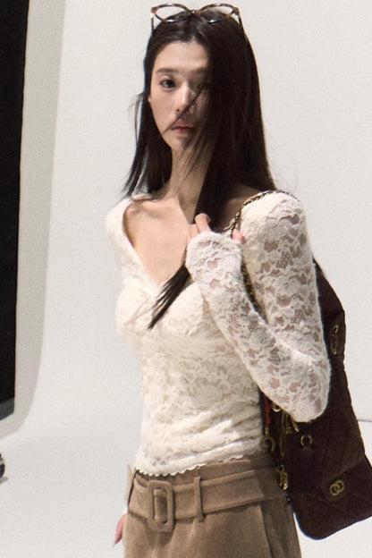 Lace Knit Sweater Top