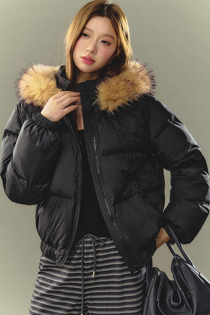 Fur Collar Hooded Down Jacket