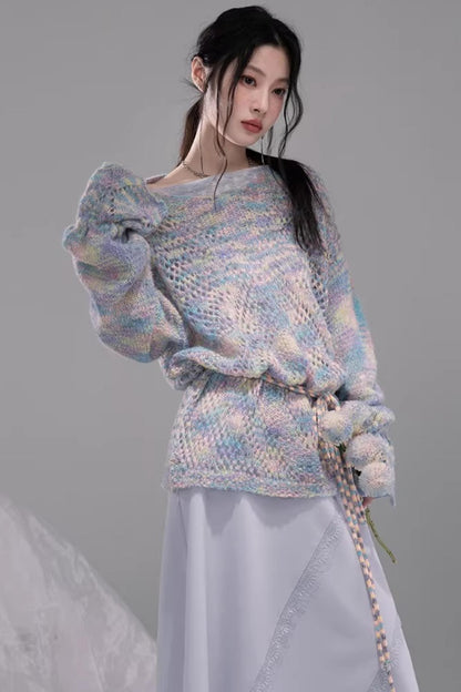 Floral Mist Blue Wool Sweater Set