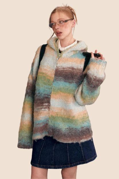 American Loose Gradient Knit Sweater Jacket