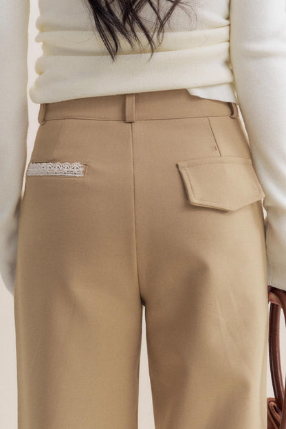 Lace Paneled Wide Pants