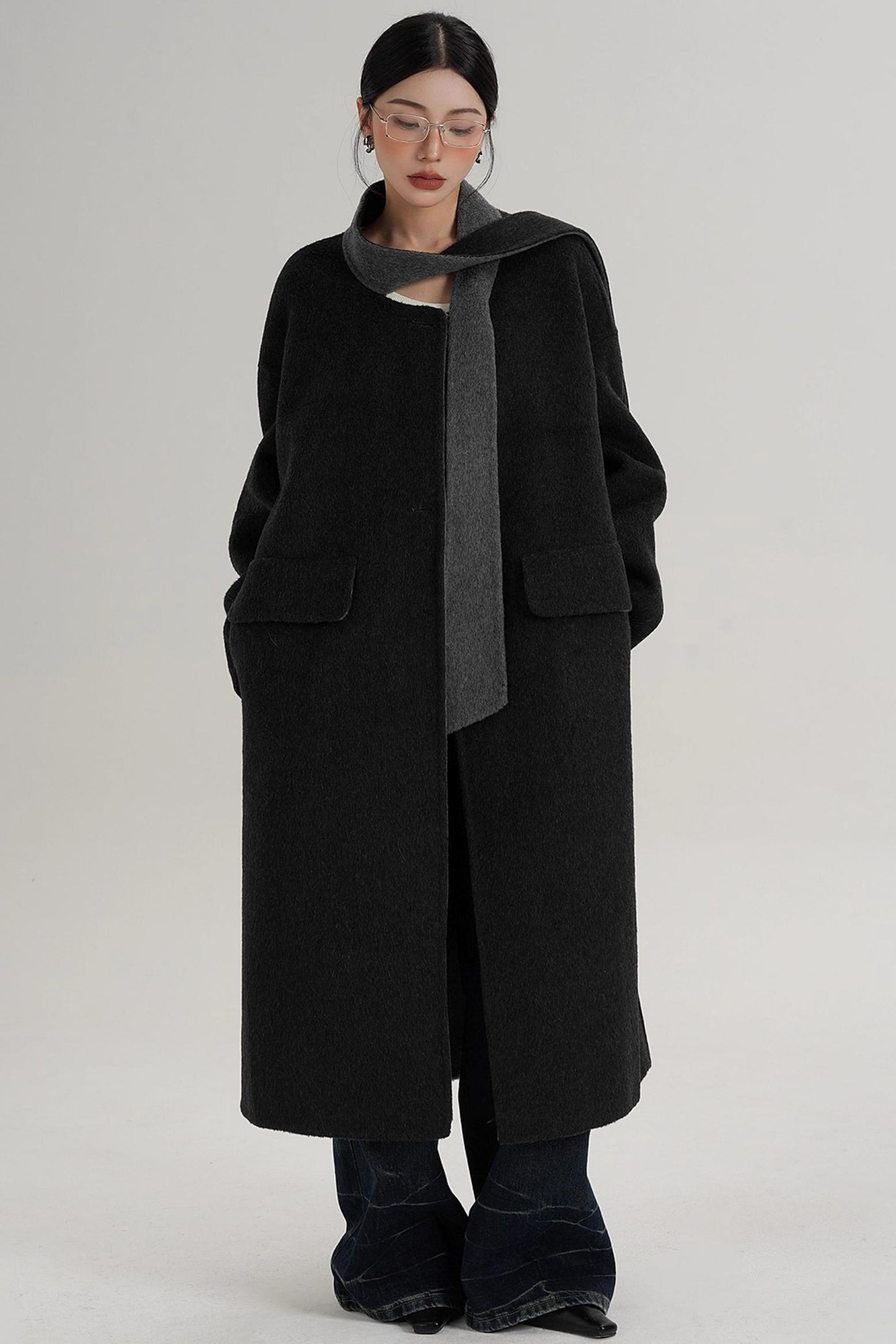 Reversible Contrast Wool Coat