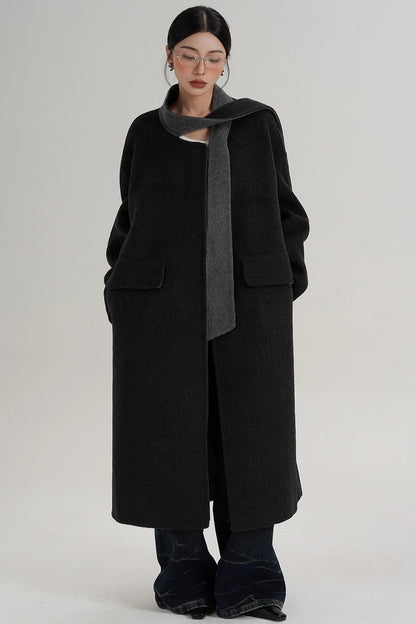 Reversible Contrast Wool Coat