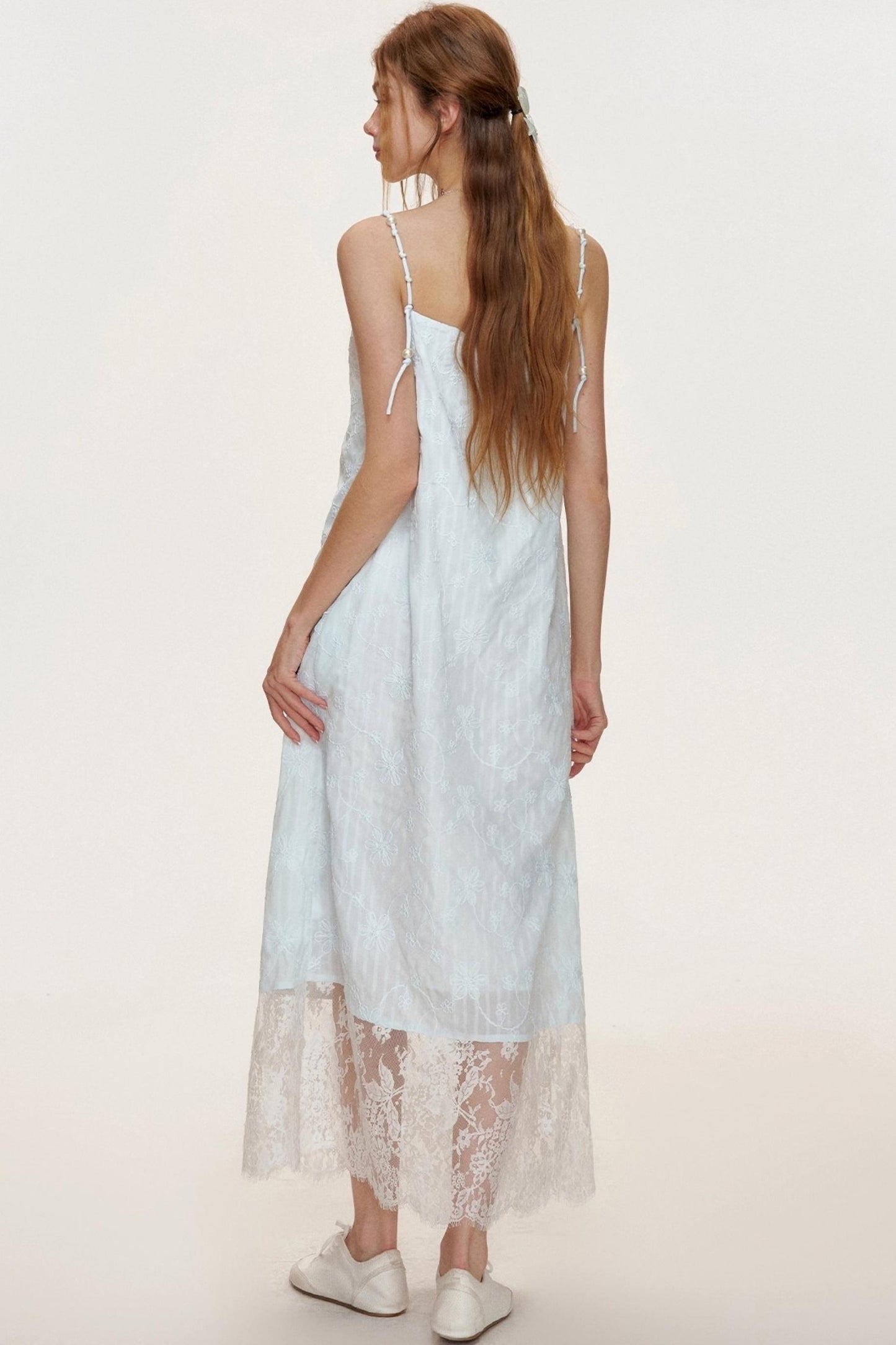 Ocean Blue Lace A-Line Dress