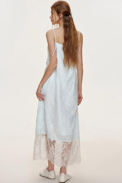 Ocean Blue Lace A-Line Dress