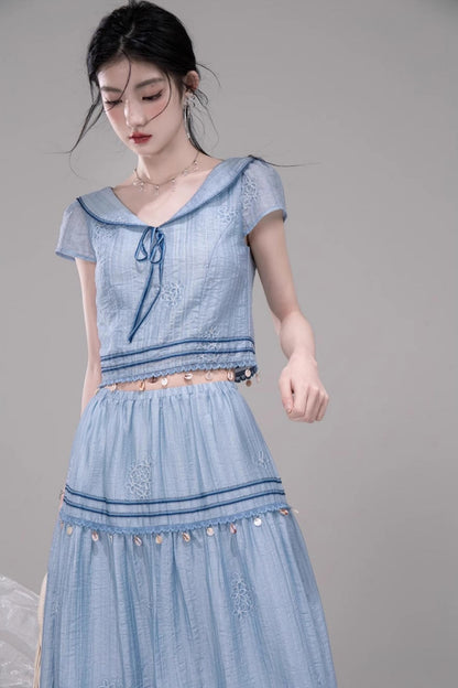 Misty Blue Halter Set