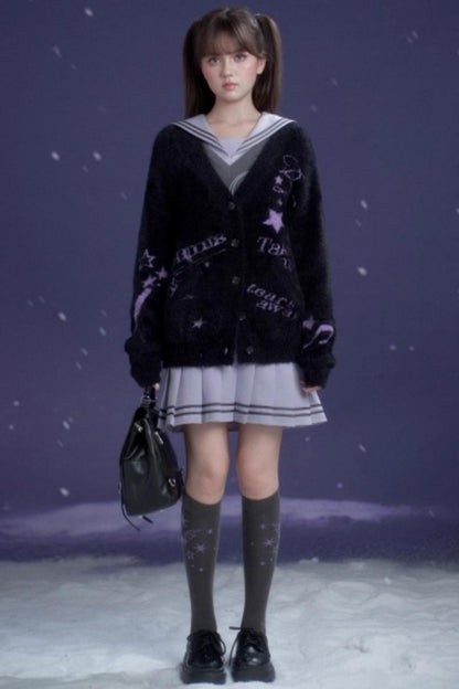 Black and Purple Graffiti Cardigan