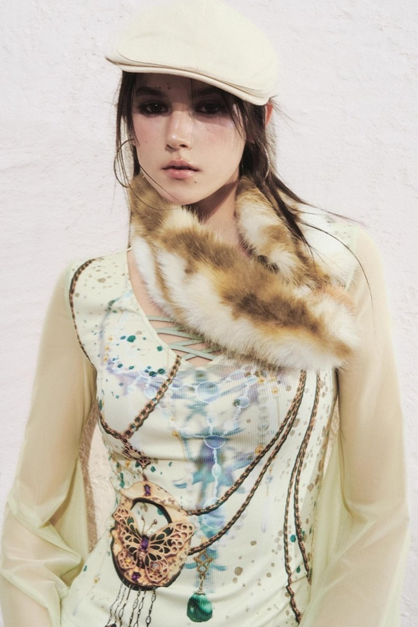 Multi-Colored Fur Ball Scarf