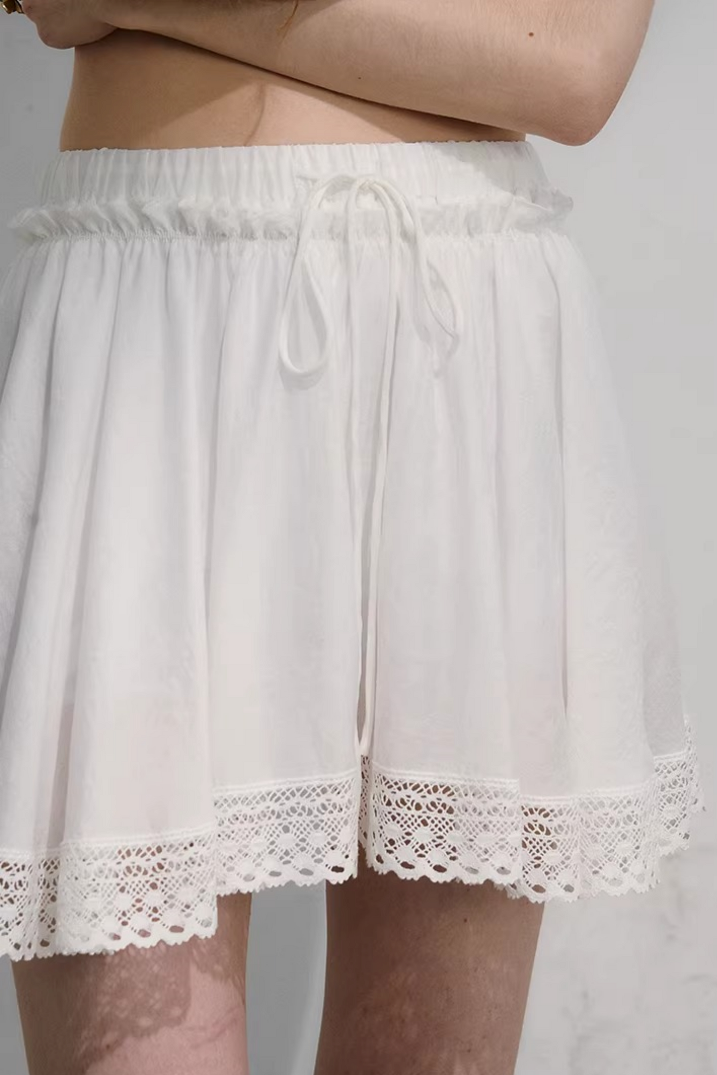 Plaid Lace Pleated Skirt