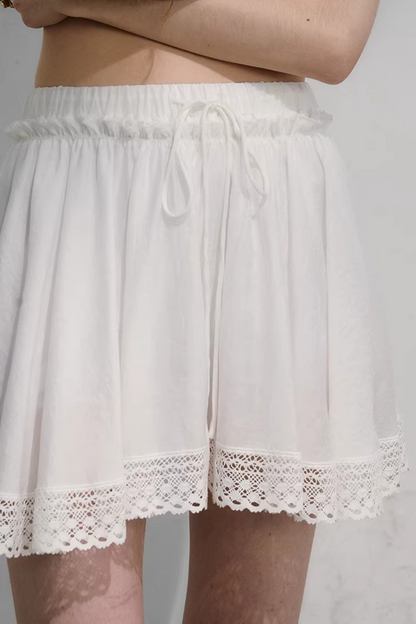 Plaid Lace Pleated Skirt