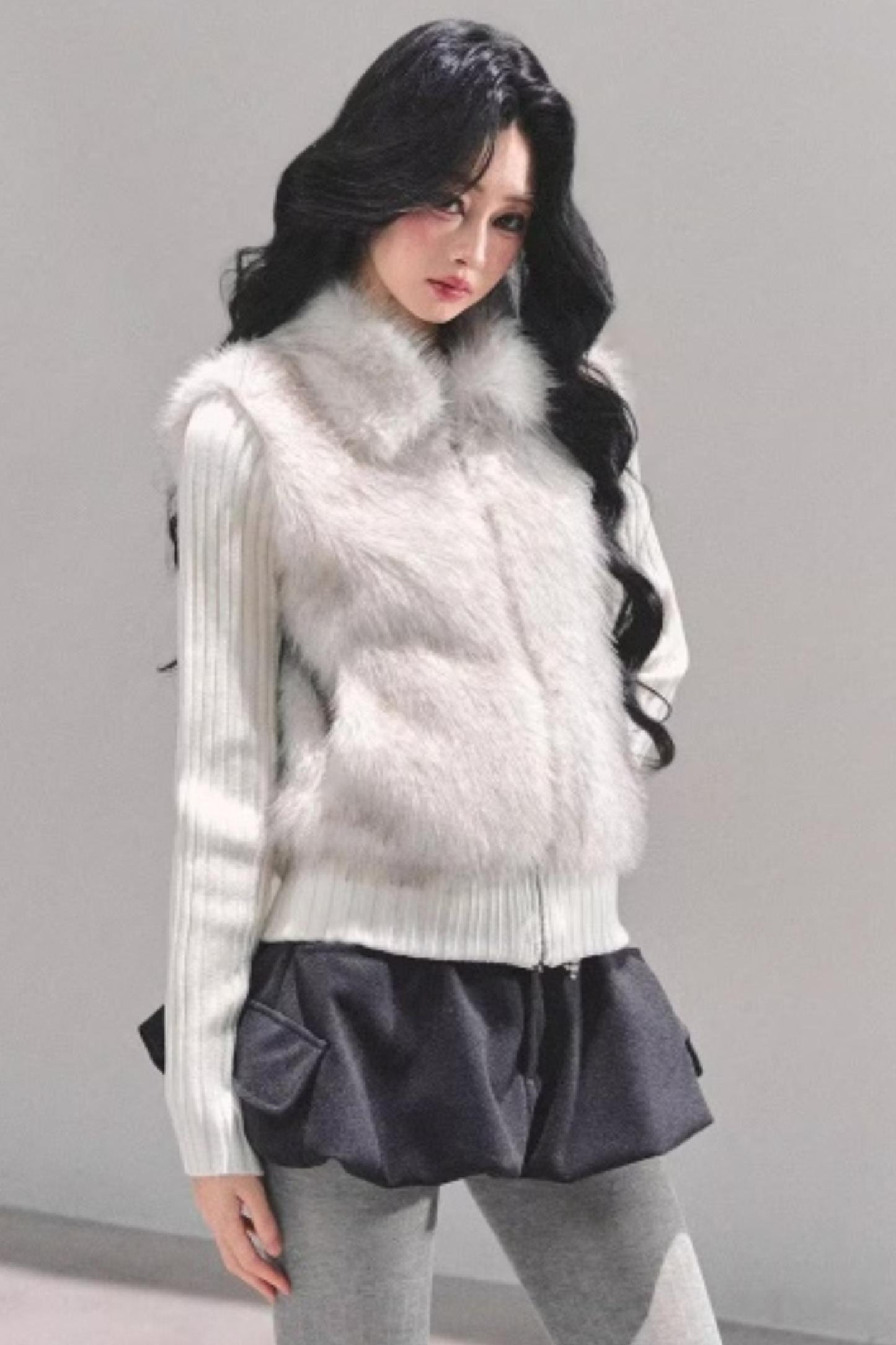 Soft Landing Fur Knit Jacket
