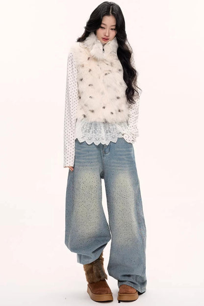 Galaxy Starry Wide-Leg Jeans