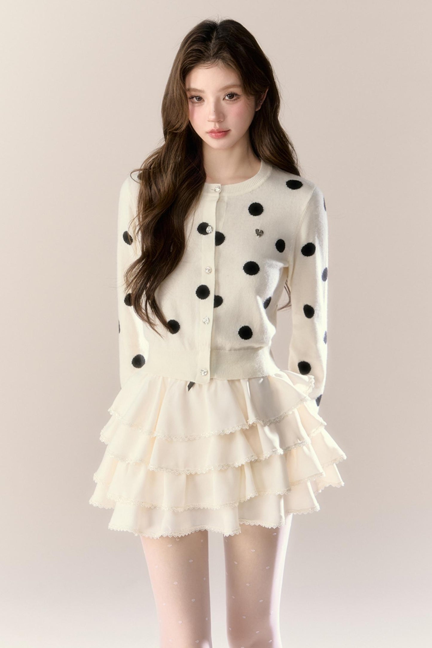 Velvet Polka Dot Cardigan