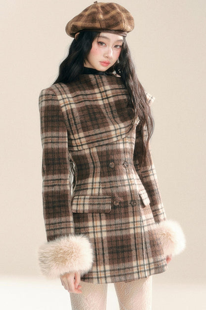 Korean Checked Woolen Jacket