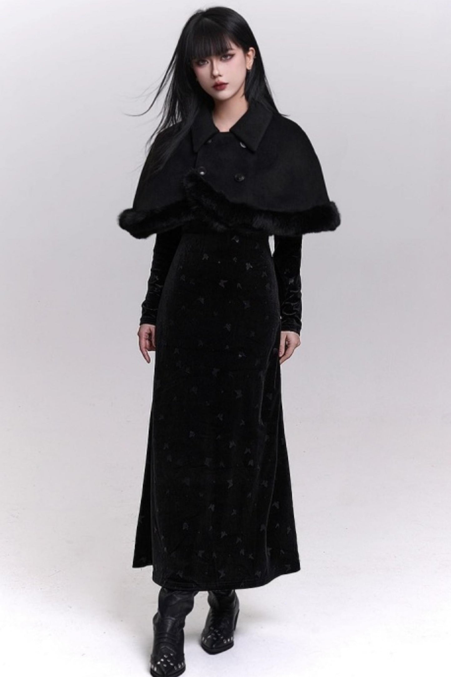 Black Velvet Butterfly Dress