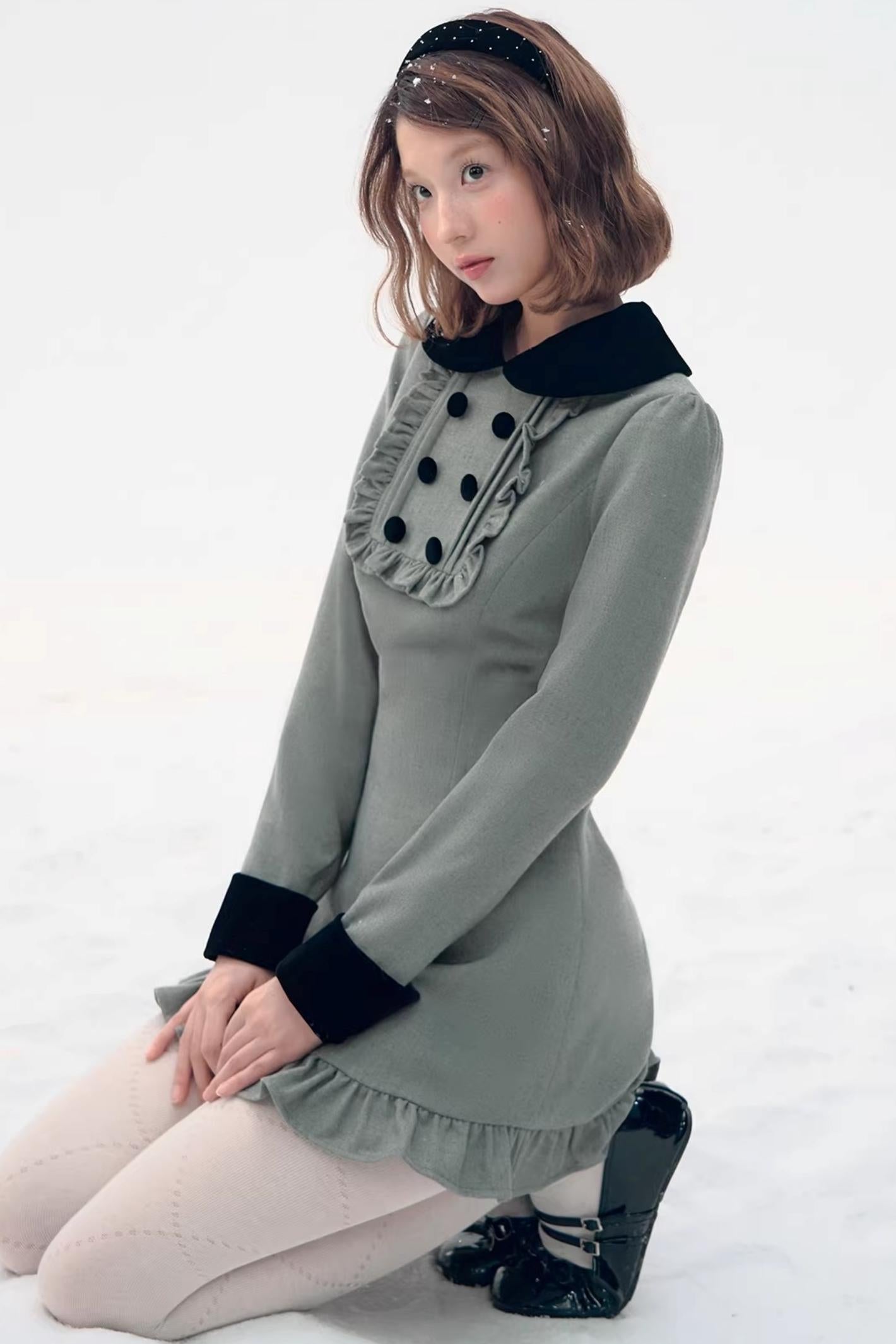 Red Plaid Velvet Doll Dress