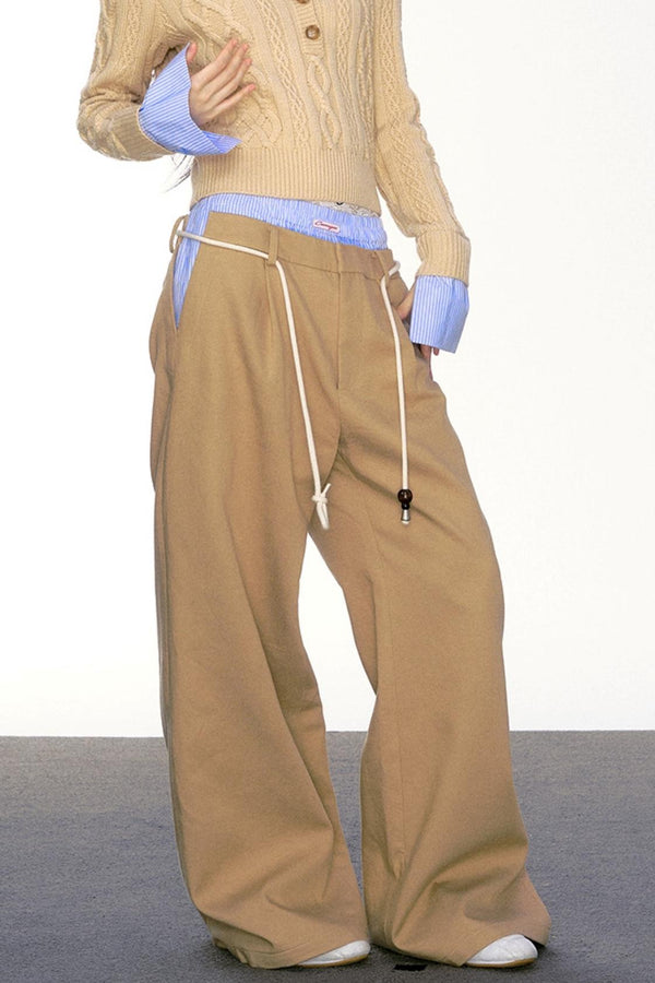 Lockere weit geschnittene Anzughose mit Kontrast 