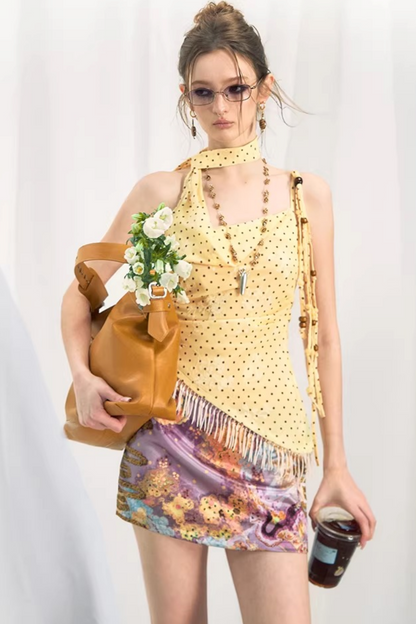 Lemongrass Polka Dot Swing Top