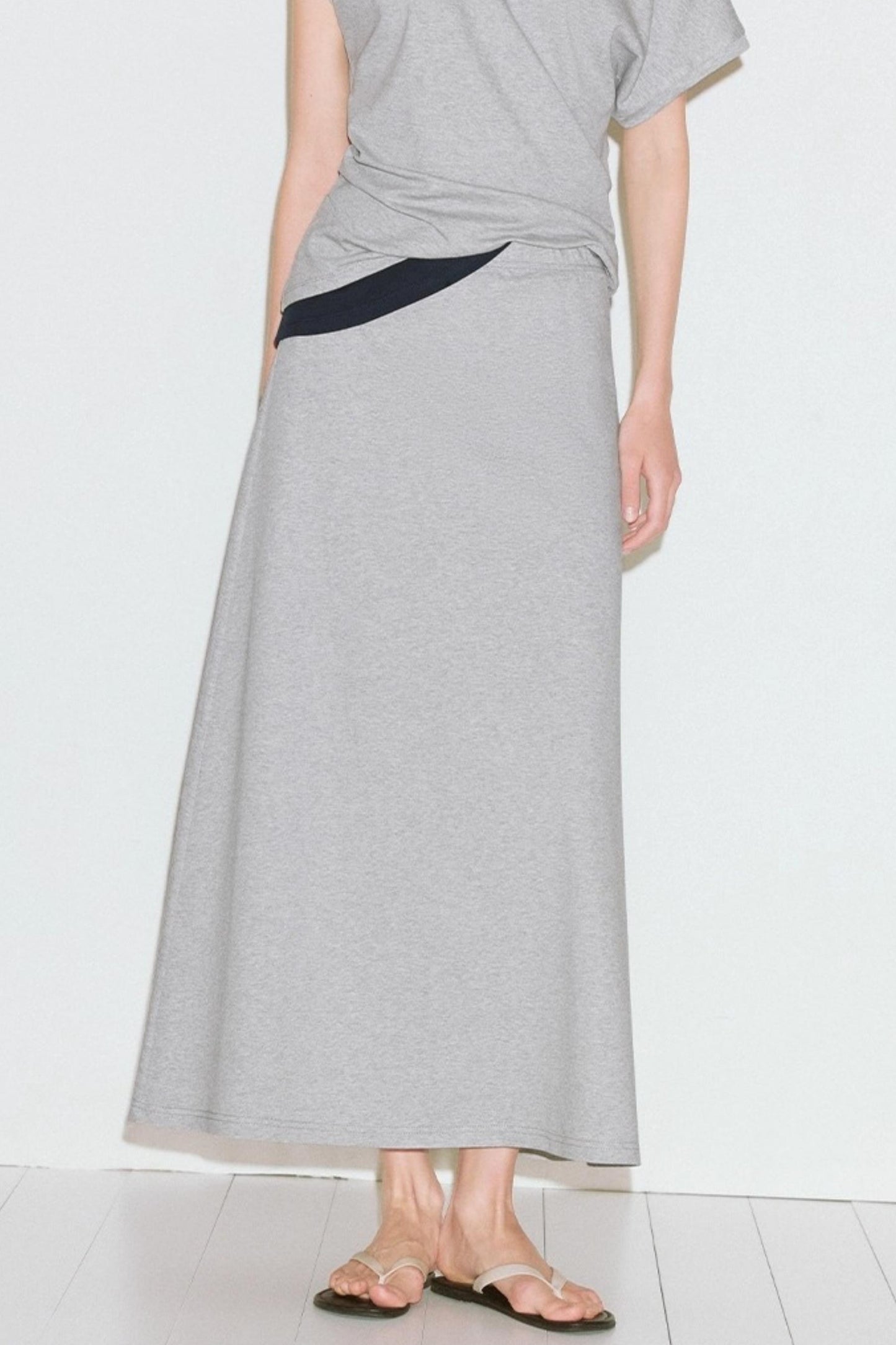 Contrast Patchwork Maxi Skirt Set