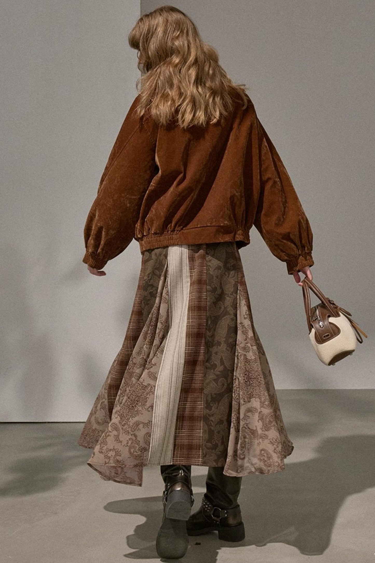 Vintage Floral Deconstructivism Midi Skirt