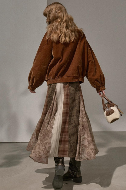 Vintage Floral Deconstructivism Midi Skirt