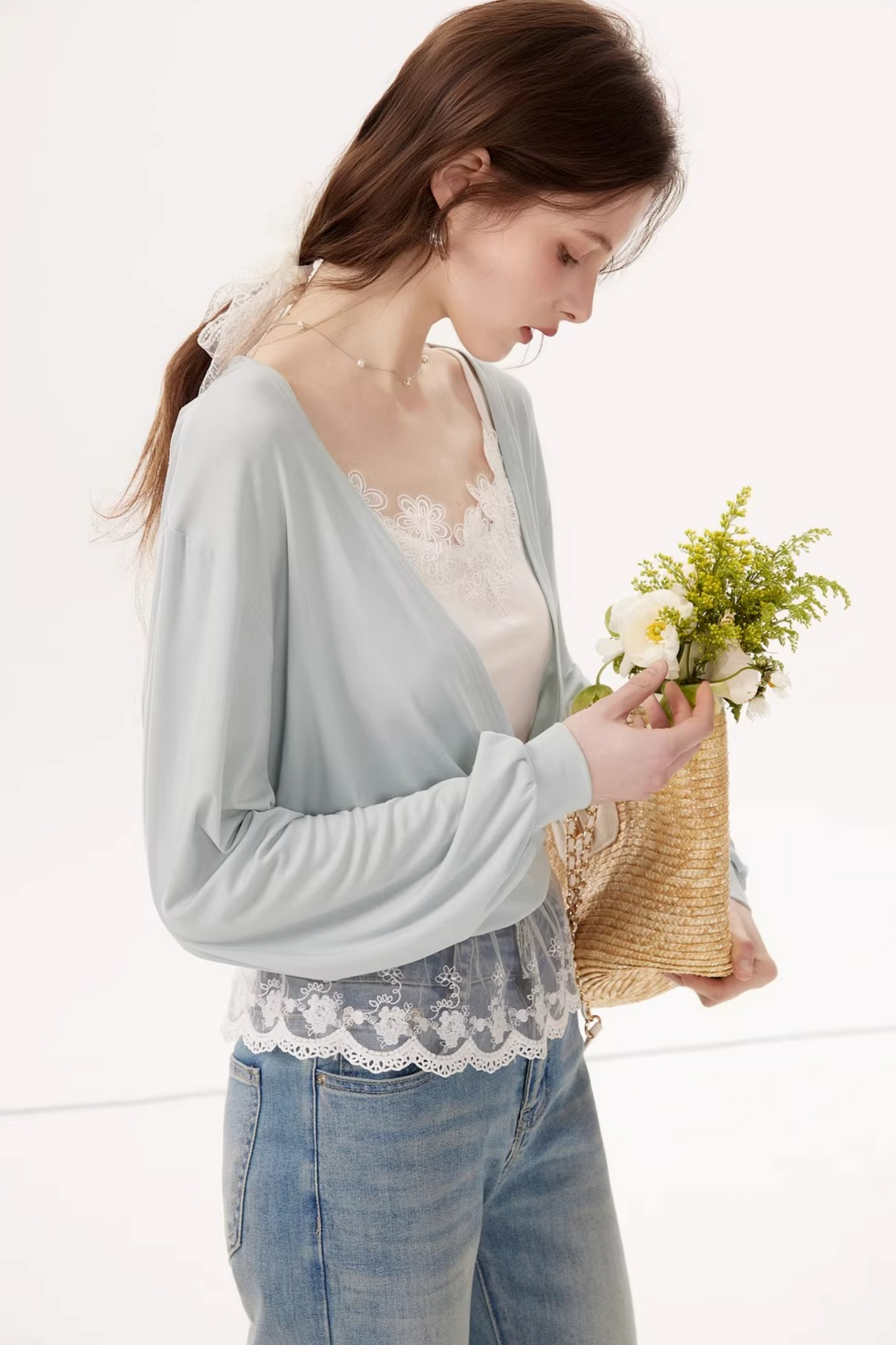 Lyocell Lace Batwing Top