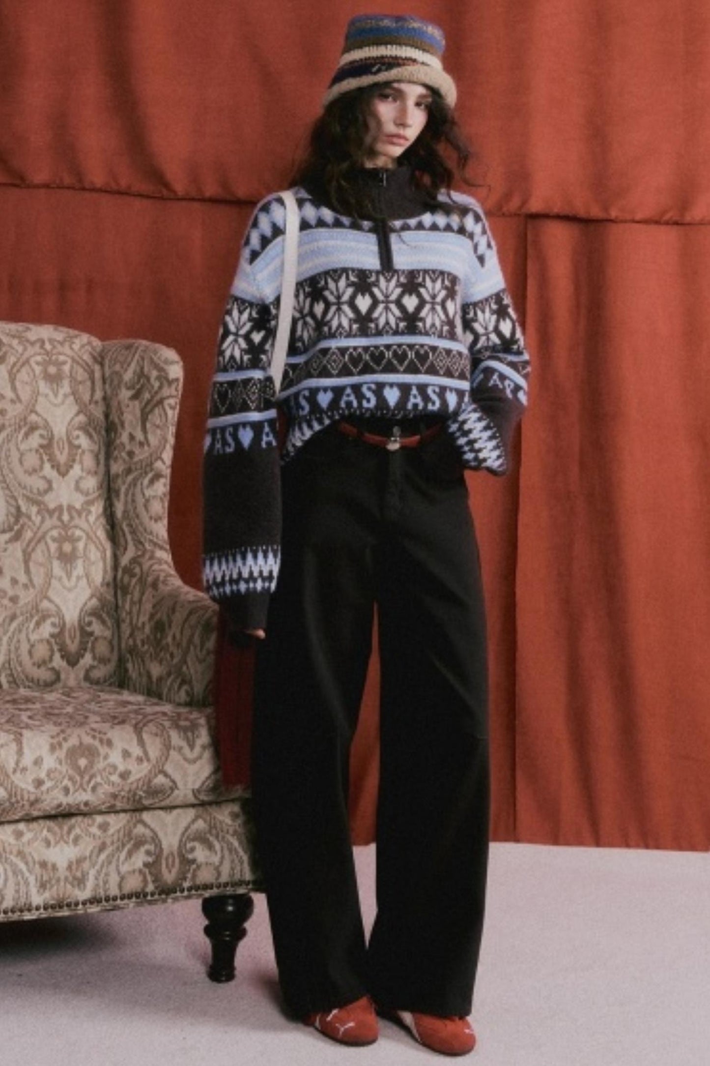 Scimitar Red Belt Denim Pants