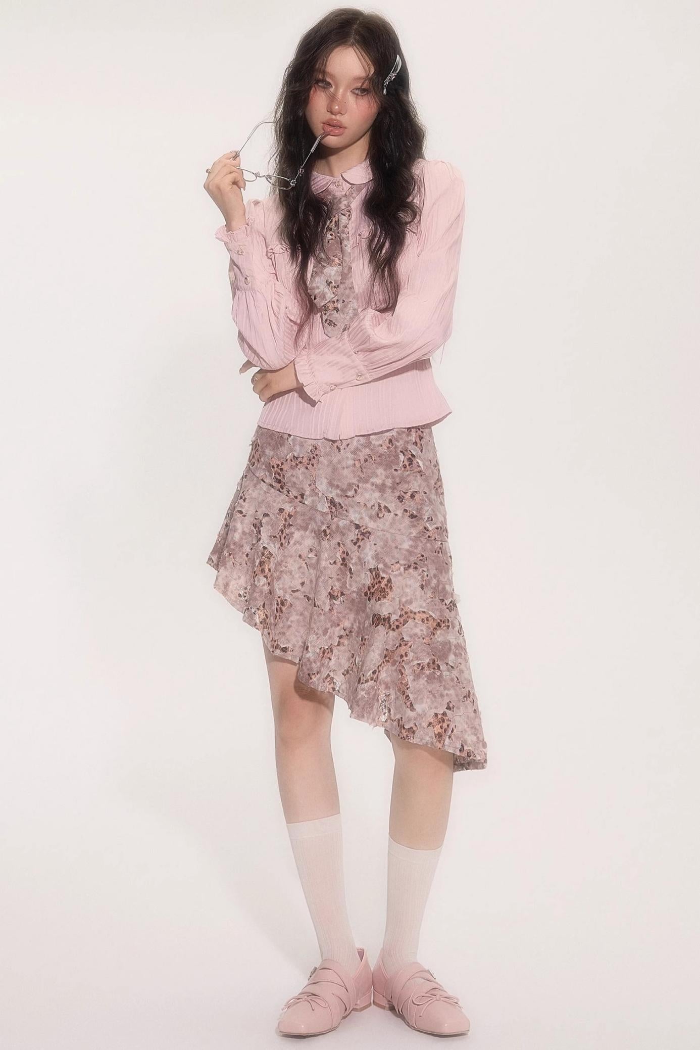 Vintage Doll Collar Shirt With Tie