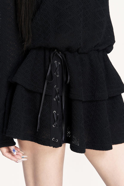 Dark Casual Long Sleeve Knitted Midi Dress