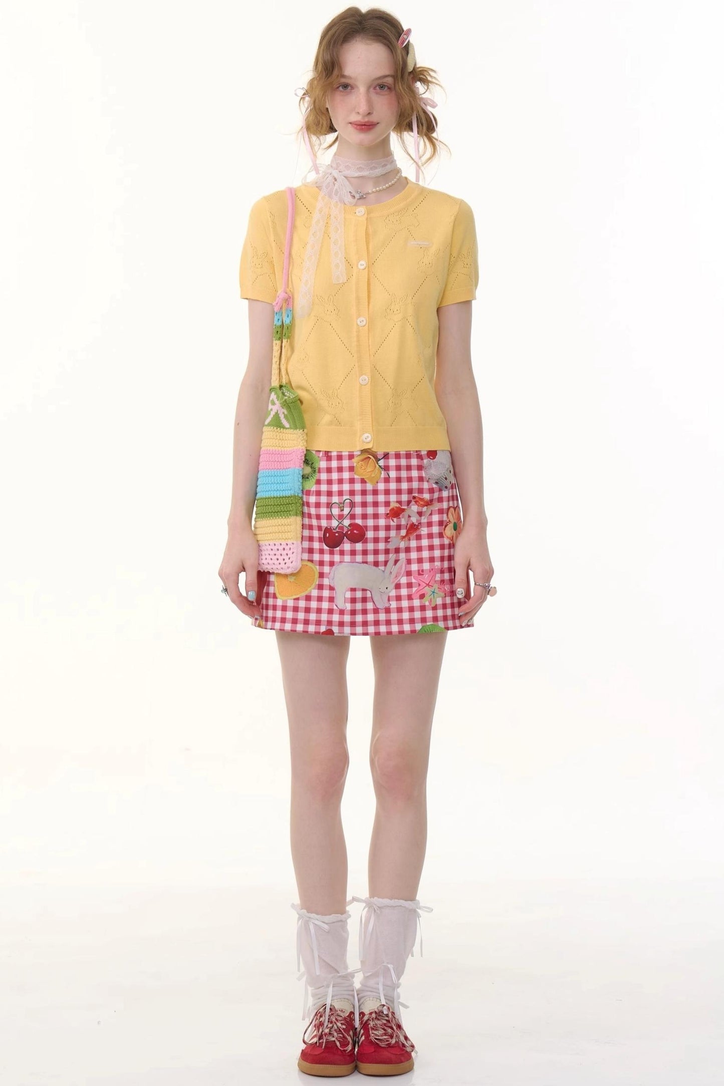Summer Fruit High-Waisted Skirt