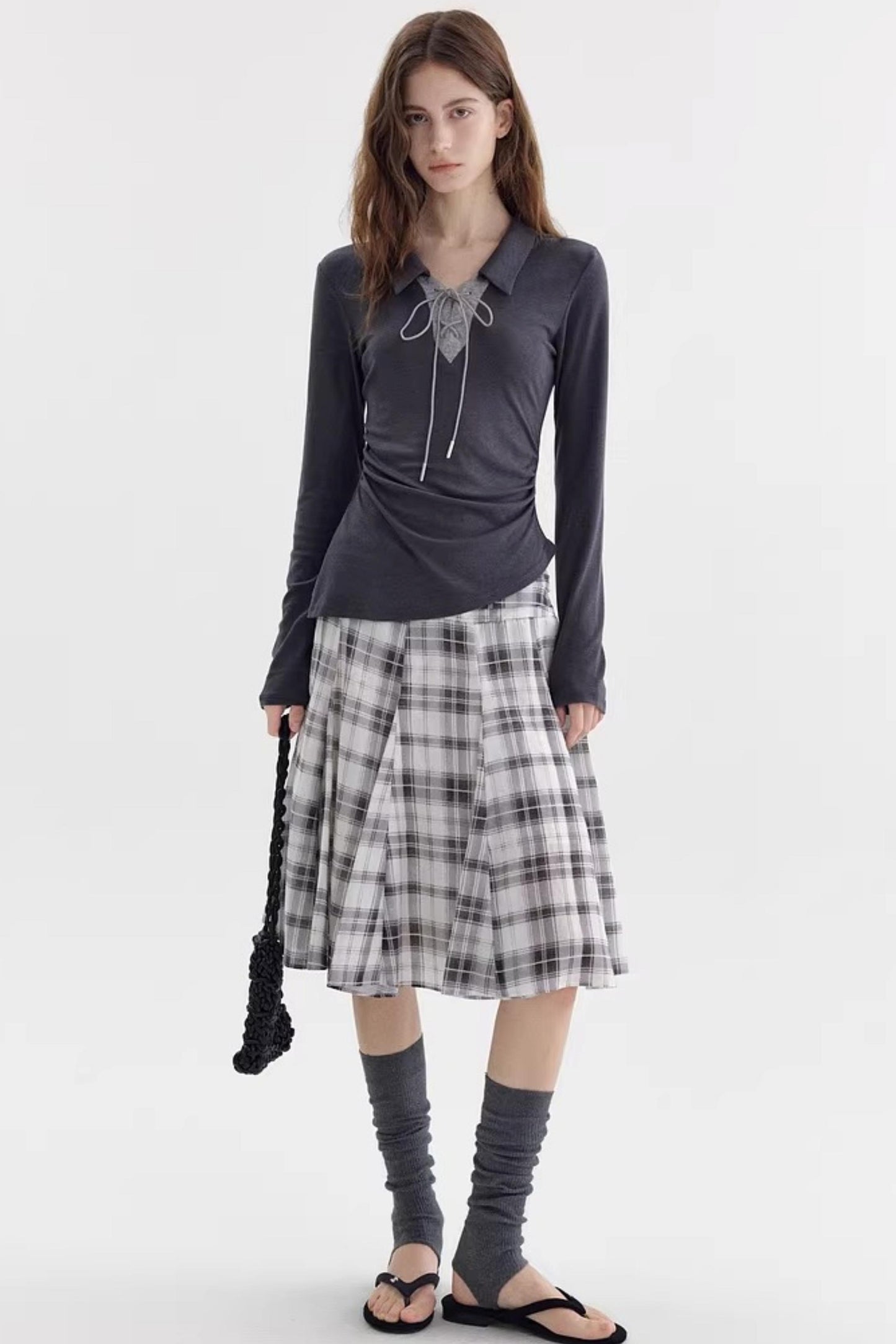 Color-Blocked Bow-Tie Polo Top