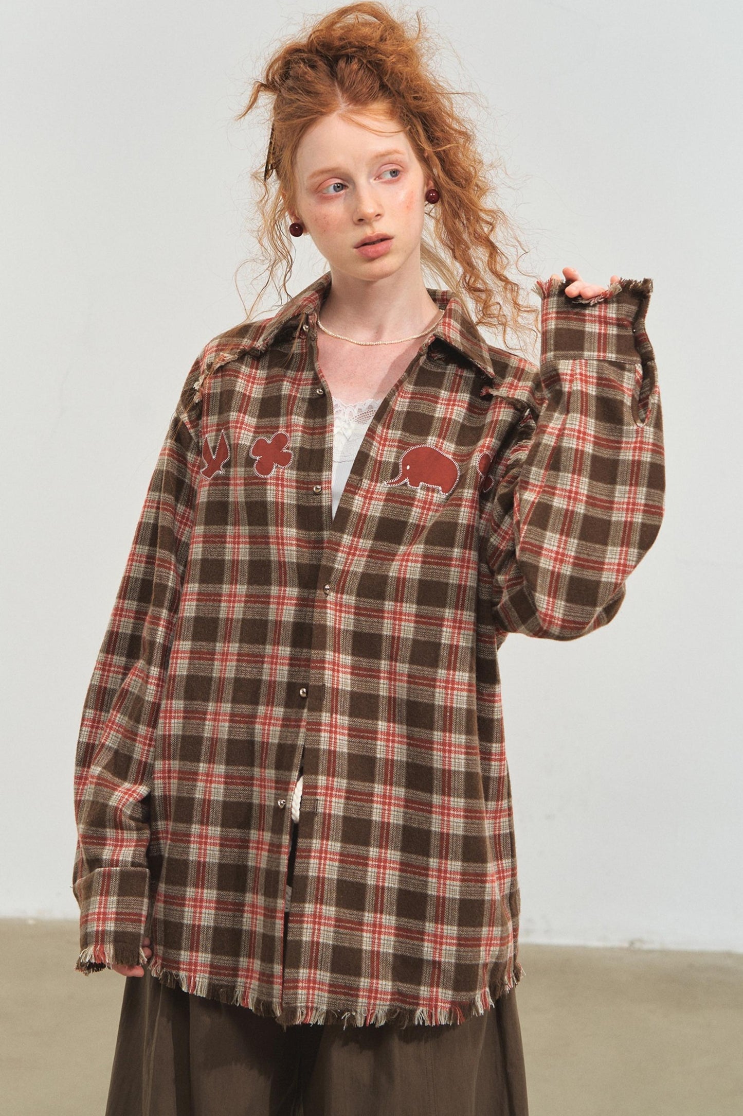 Plaid Collar Sweater Set-Up