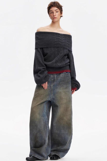 Vintage Yellow Distressed Jeans