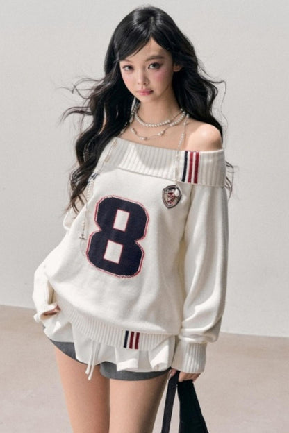 Youthful Off-Shoulder Knit Sweater