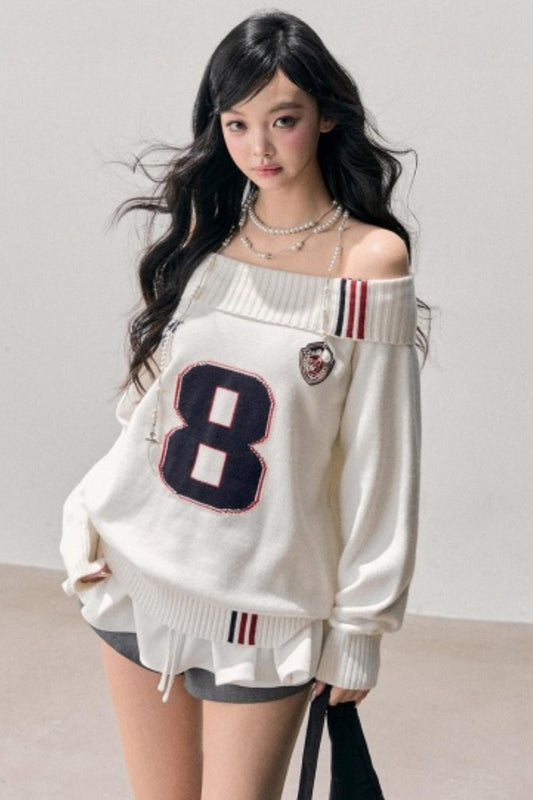 Youthful Off-Shoulder Knit Sweater